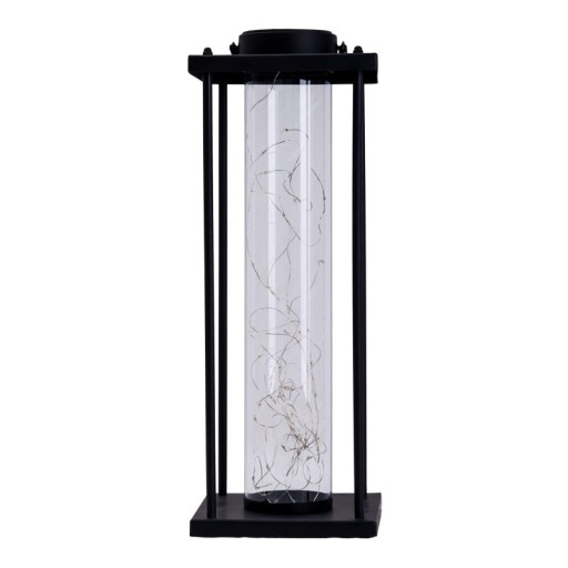 LED solar light "Fairylight" for terrace and balcony, made of black metal and glass, firmly built -in LEDs, decoration lamp for outside 51.5 cm high