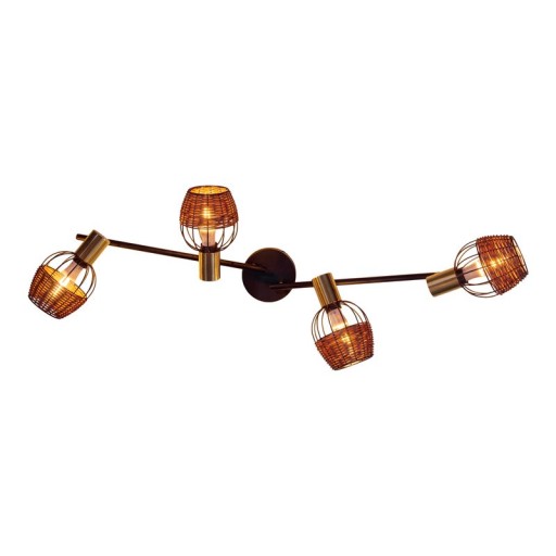 4 ceiling lamp "Corbis", metal spot in black, and gold, with E14 socket, for dining room, living room, hallway or office, ceiling lamp inside, 78 cm long