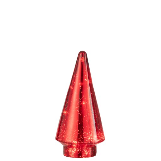 J-Line Kerstboom Glas Rood | Medium LED | Decoratieve Kerstversiering
