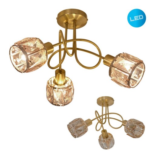 3-seater LED spot "Josefa" gold, metal ceiling lamp in gold for living room, bedroom, dining room, with E14 socket, for dining room, living room, hallway or office, Ø38 cm