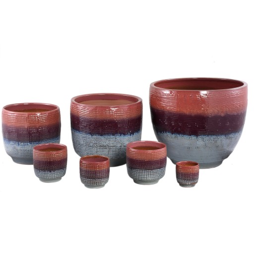 Elana Purple Round Ceramic Pot Ombre Pattern L