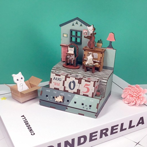 Tonecheer, DIY 3D Houten Puzzel, Kalender, The Cats Musical, TQ004, 10,4x8,9x13,3cm