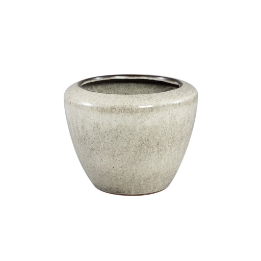 Kyleigh Beige Ronde Keramische Pot | Laag M 29x24x29 cm - Product afbeelding