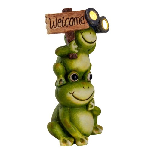 LED Solarleuchte "Frosch" für Terrasse und Garten, aus grünem Kunststoff mit fest verbauten LEDs, Deko Lampe für Außen ca. 45 cm hoch