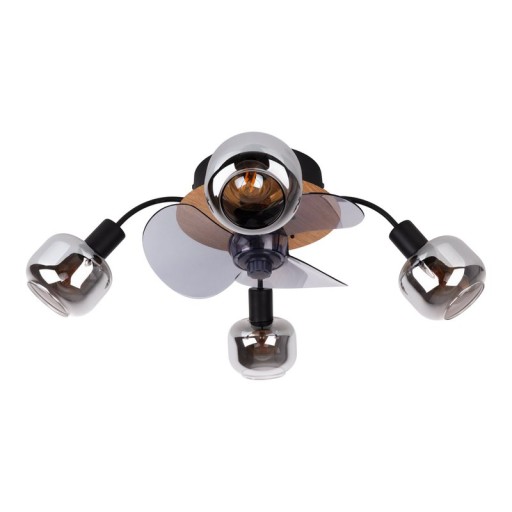 Ceiling lamp including fan "Fumoso", in black, brown and nature, for E27, Ø 51 cm