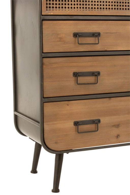 J-Line cabinet High cabinet - 3 drawers - wood/metal - natural/black