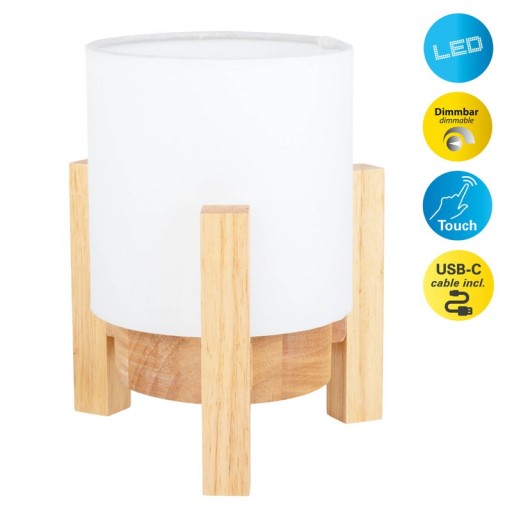 Ackitical lamp "Madita" 19 cm high, in white/nature, with integrated LED, dimmable with touch sensor