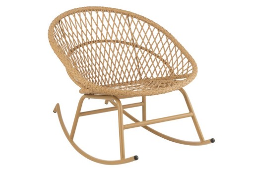 J-Line rocking chair + cushion Zayo - metal/wicker - beige