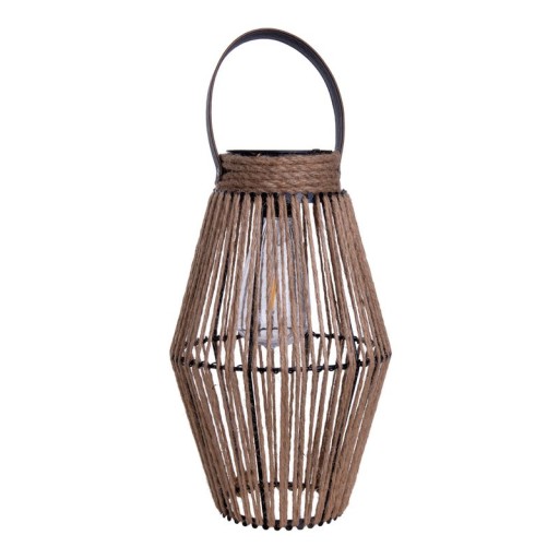 LED solar light "Korbinian" for garden and terrace, decorative lamp made of metal and plastic cord covering in nature, LEDs firmly installed, solar lamp for outside 30 x 18 cm