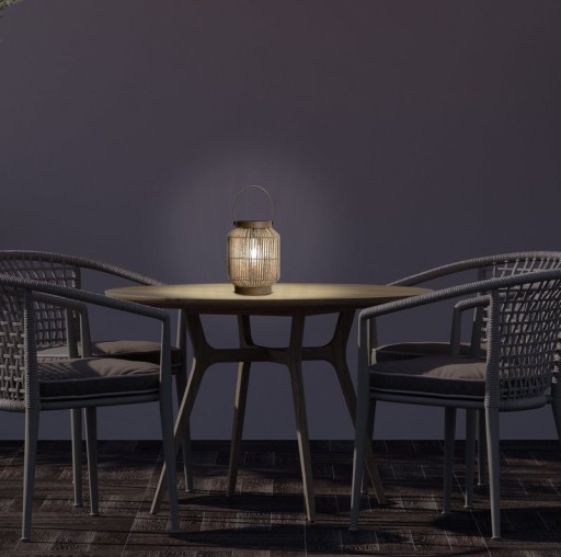 LED solar light "Korbinian" decoration for the outdoor area made of metal, plastic and cord in nature, with firmly built -in LEDs.