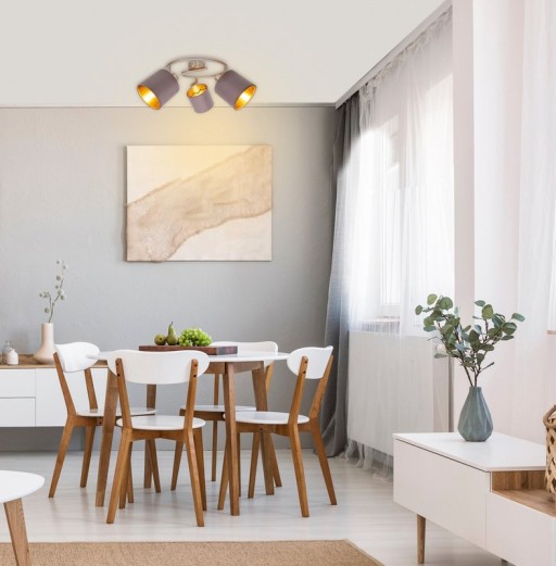 3-seater wall and ceiling rondel "Maron" made of metal-satin-matt with fabric umbrellas in brown, with E14 socket, lamp for living room, dining room, hallway and office, 28.5 cm diameter