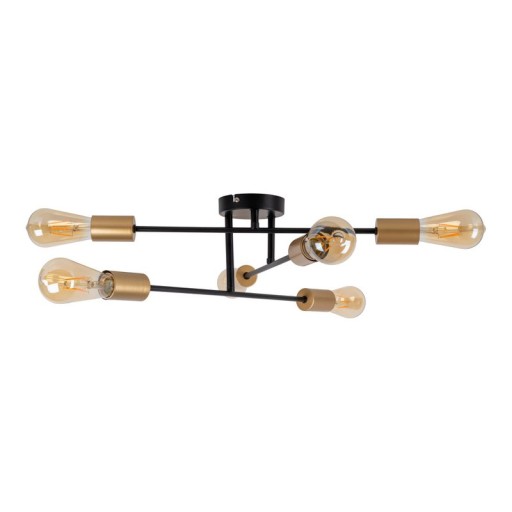 Ceiling light "Modo" 6-flame made of metal in black, versions gold, E27 socket, ceiling lamp for living room, dining room, kitchen, hallway, hallway or office with a Øvon 54.5 cm