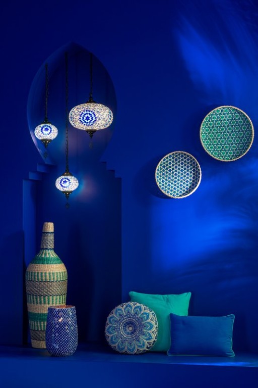 J-Line scented candle Mia Mosaik Blue Large-230h