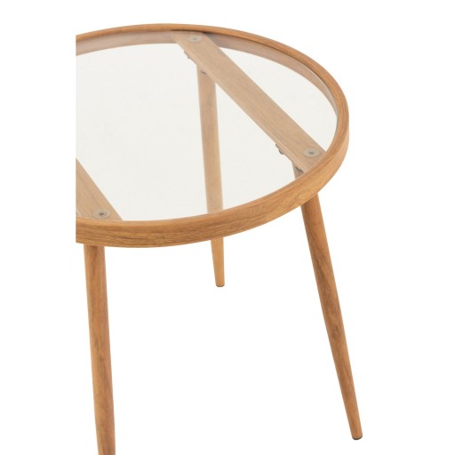 J-Line bijzettafel Rond - metaal/glas - naturel