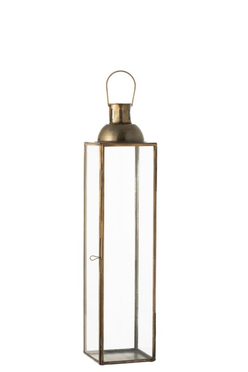 J-Line lantern High Antique - glass/iron - bronze - small