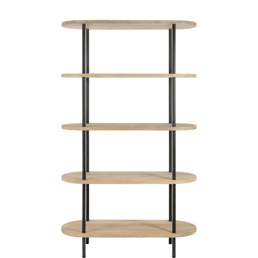 J-Line Rek Eli 5Planken Mango Hout/Staal Naturel/Grijs