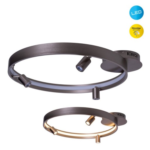 LED Deckenleuchte "TRISTAN", moderne Deckenlampe aus Metall und Kunststoff in Stahl-blank, die LEDs sind fest verbaut. Mit ca. 58 cm Ødie ideale Beleuchtung für Wohnzimmer, Esszimmer oder Küche.