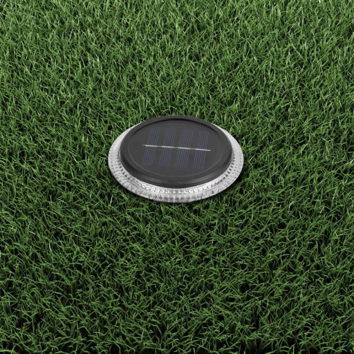 6 Set Solar-Boden-Sprießleucht Ø approx. 11.2 cm, black plastic, twilight sensor, for entrance, terrace and paths