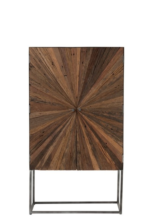 J-Line Bar Cabinet Shanil 2 Doors Wood/Iron Natural/Gray