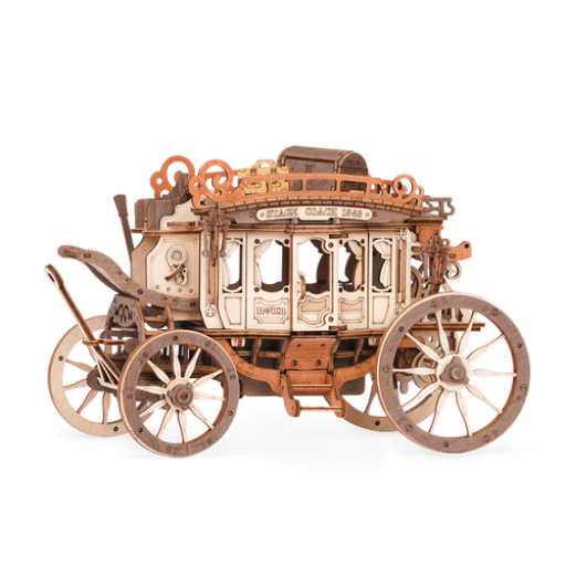 Music Box Wood DIY 3D Mechanical Music Box Stagecoach / Mechanical Music Box Carriage, Robotime, AMKA1, 21.8x11.2x14.6cm