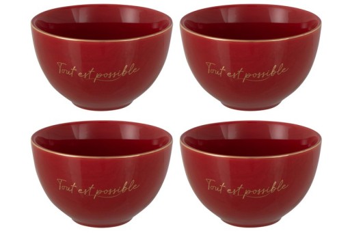 J-Line Tout Est Possible bowl - porcelain - red - 4x