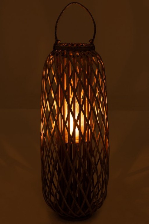 J-Line lantern Willow - wood - gray - large
