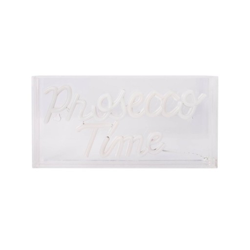 LED font light "Prosecco Time" decoration for inside 30 x 15 cm, in blue and magenta-red