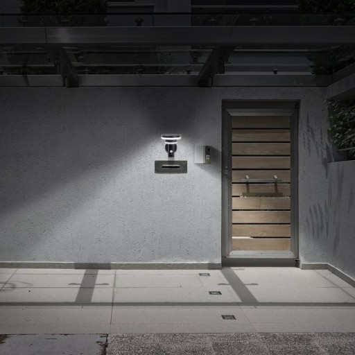 LED Solar Außenwandleuchte "NORA" , für Außen, Wandleuchte - Metall und Kunststoff in Schwarz, mit integrierter LED