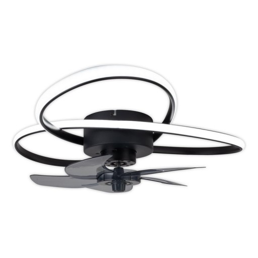 moderne LED Deckenleuchte "RICCIO" inklusive Ventilator, Nachtlichtfunktion, Dimmung und Lichttemperatureinstellung ist mit fest verbauten LEDs bestückt und hat einen ungefähren Øvon 58 cm.