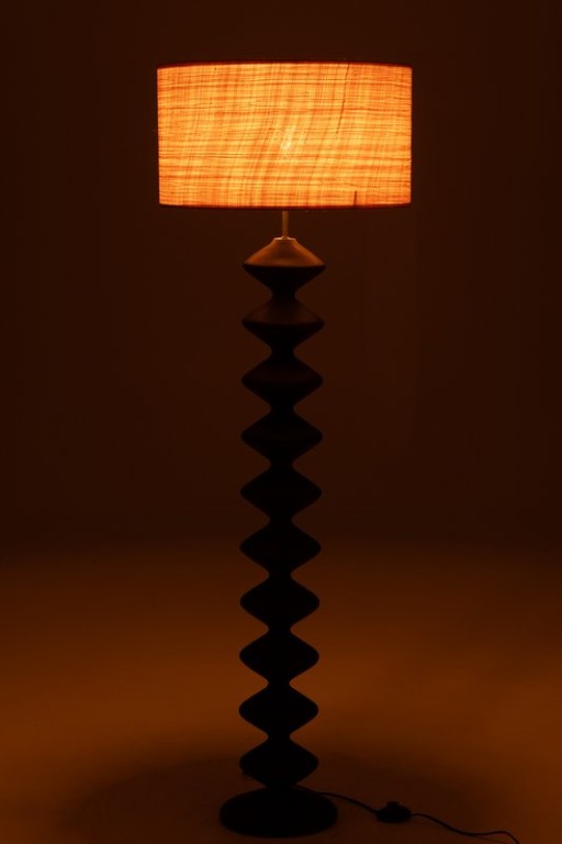 J-Line Floor Lamp Caterpillar Poplar Wood Black/Natural