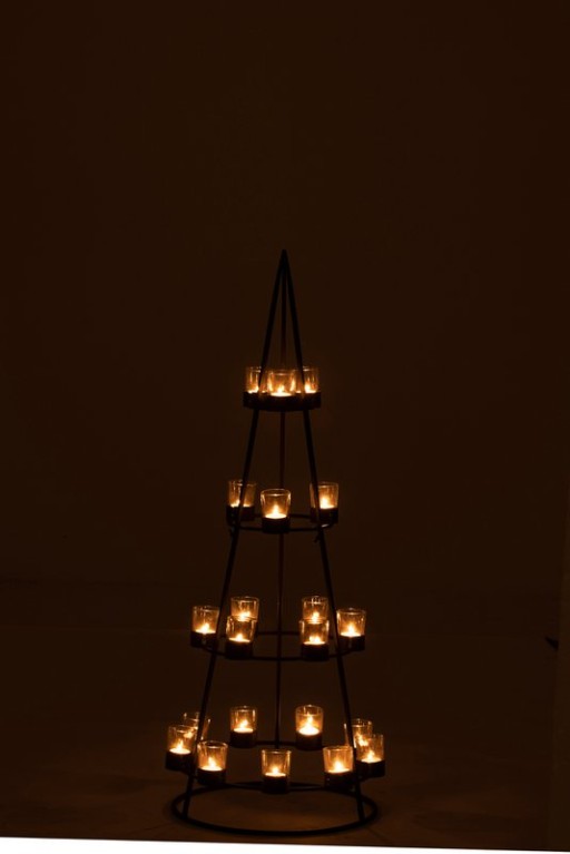 J-Line tealight holder Boom 21 - metal/glass - black