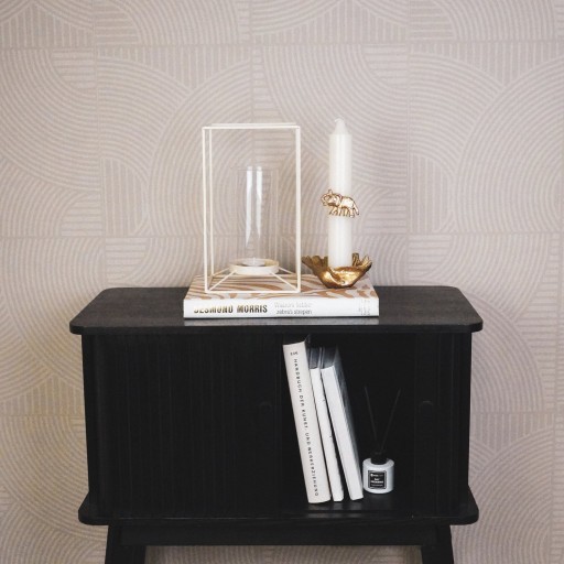 Lantaarn - metaal/glas - zand - 14,5x14,5x25cm