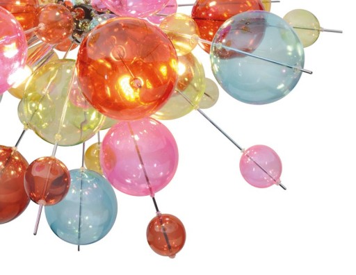 Pendant lamp "explosion" colored made of metal and glass, G9 versions, hanging lamp for dining room, living room, hall or office, Øca. 65 cm