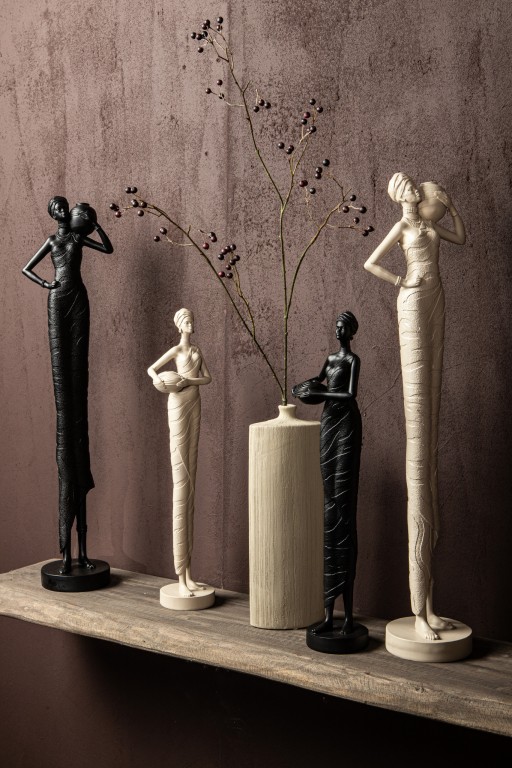 Rafah Clay Poly Woman Statue Holding Pot Shoulder