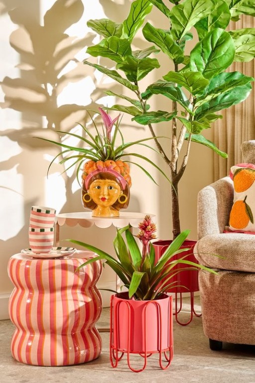 Funny Flowerpot Inside - L20 x B20 x H22 cm - Dolomite - Orange