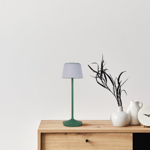 LED Leuchte "EMMI" für Außen und Innen, Tischlampe aus Metall und Kunststoff, mit fest verbauten LEDs, LED Tischlampe für Balkon, Terrasse, Garten, Wohnzimmer, Wintergarten, ca. 38 cm hoch