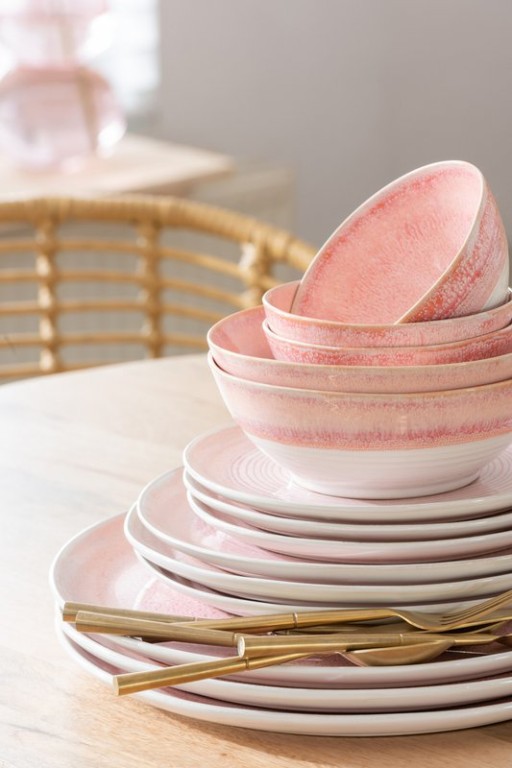 J-Line Lara plate - porcelain - salmon - large