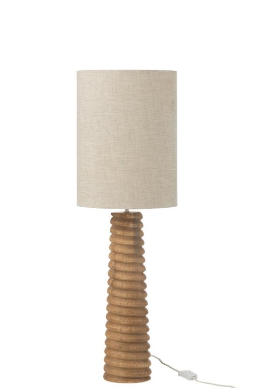 J-Line Table Lamp Screw Thread Wood Natural Gray