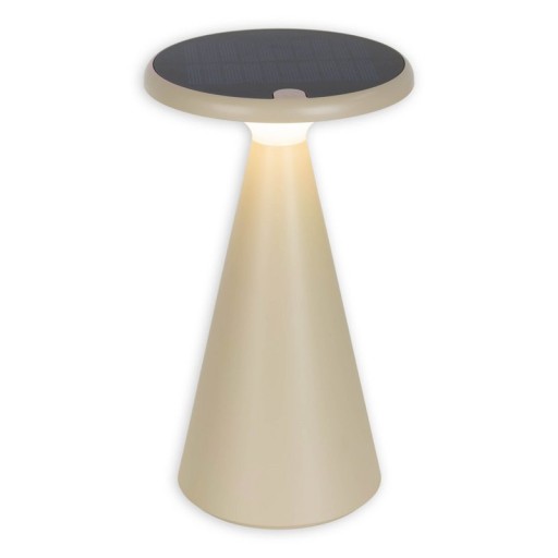 Solar battery table lamp "Palu" for outside and inside, made of plastic in beige, 20 cm high