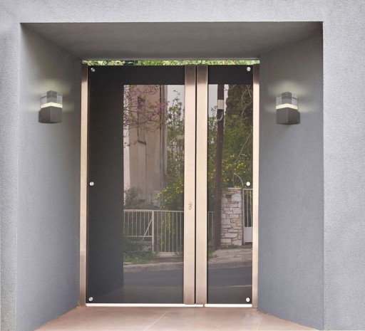 LED external wall lamp "Leah" made of metal and plastic in steel-blank, integrated LED