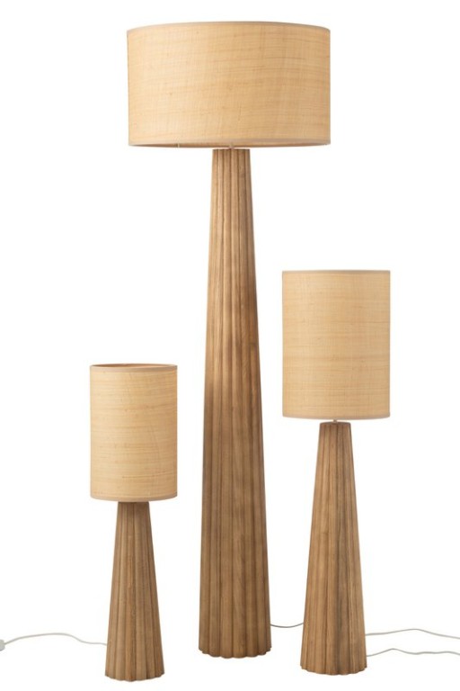 J-Line Floor Lamp Umbrella Ailanthus Wood Natural