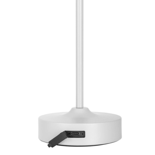 LED battery/ table lamp "Pina" 30 cm high, made of metal (white) and glass (white), integrated LEDs, warm white