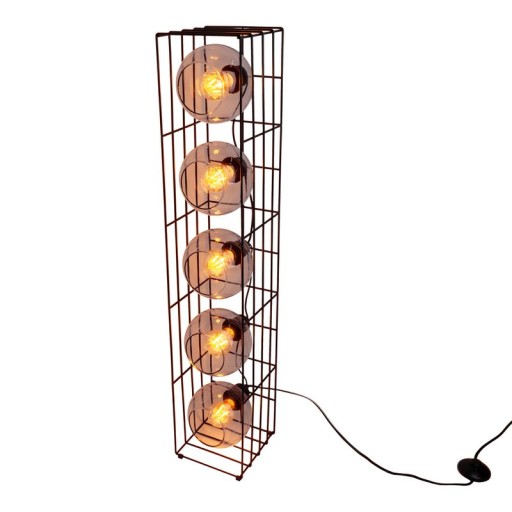 Glass-standing lamp "Cesta" floor lamp made of black metal wire and tinted glass, with E27 socket, 95 cm high, for dining room, living room, hallway or office,