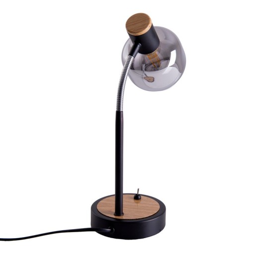 Table lamp "Fumoso", table lamp made of metal and glass in black, with E14 socket, for dining room, living room, hallway or office, table lamp 34 cm high