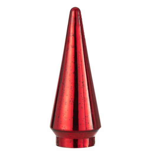 J-Line decoratie Kerstboom - glas - rood - large - LED lichtjes