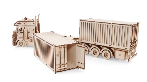 3D Houten Puzzel Container-Semitrailer for Truck “Road King”, Eco Wood Art, 3724, 52,3x10,8x16,9cm
