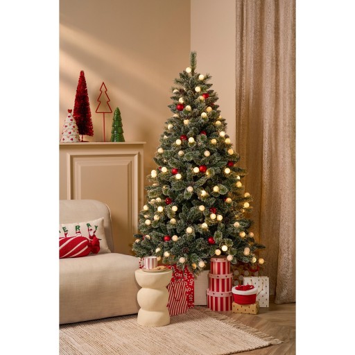 Kaprun Kunstkerstboom met LED Verlichting en Timerfunctie - H180 x Ø108 cm - Groen, Rood