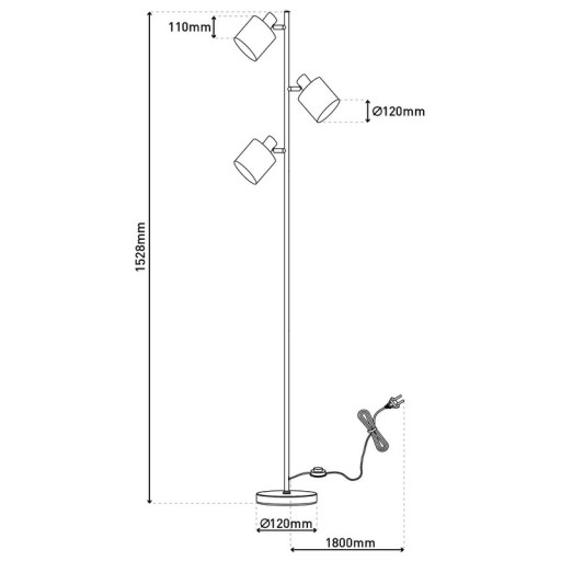 Stehleuchte "MARON" aus Metall satiniert-matt mit Stoffschirmen in Braun, mit E14-Fassung, für Esszimmer, Wohnzimmer, Diele oder Büro, Lampe für Wohnzimmer, Esszimmer, Flur und Büro, Stehllampe innen 153 cm hoch