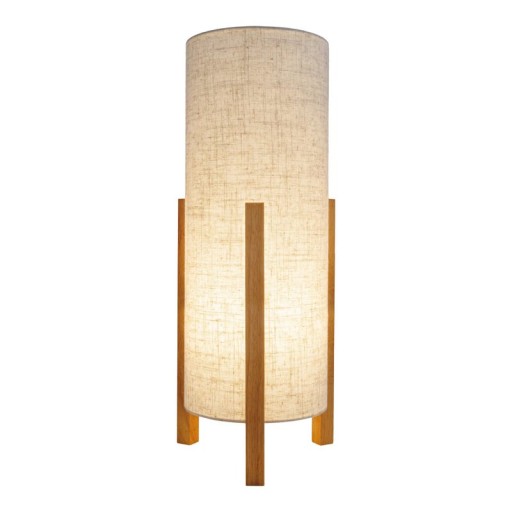 Tischleuchte "MATILDA" klassische Tischlampe mit natürlicher Ausstrahlung durch Holz und Stoffschirm, E27 Fassung, 52 cm hoch