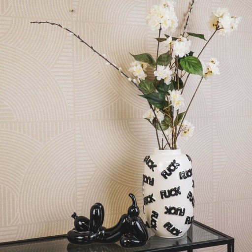 Vase - 'FUCK' - Ceramics - White/Black - 17x17x27cm